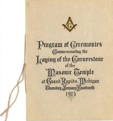 Program, Ceremonies Commemorating the Laying of the Cornerstone of the Masonic Temple 