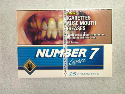 Cigarette Package, Number 7 Lights, Cigarettes Cause Mouth Diseases