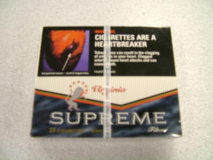 Cigarette Package, Virginia Supreme Filter, Cigarettes Are A Hearbreaker