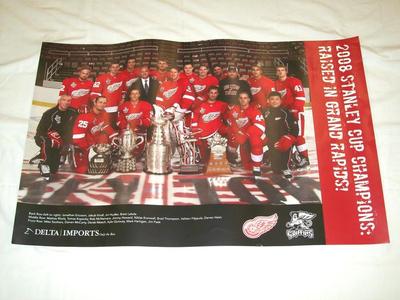 Poster, 2008 Stanley Cup Detroit Red Wings Champions: Raised In Grand Rapids!