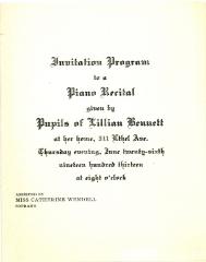 Program, Piano Recital by the Pupils of Lillian Bennett 