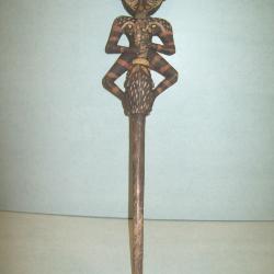 Figurine or Malangan, Carved Human, Alligator, And Boar