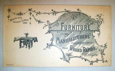 Postcard, Grand Rapids Furniture Manufacturers Collective Exhibit, World's Fair, Chicago, Illinois, 1893