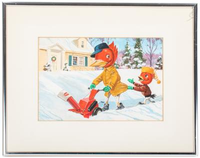 Painting, Willy Wood Snow Blowing 