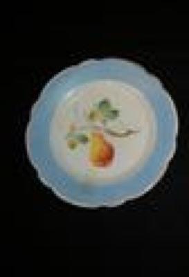 Plate, Blue Rimmed, Pear In Center