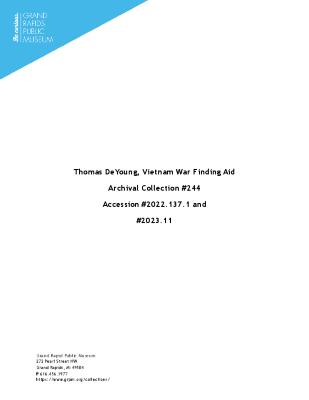 Archival Collection #244 - Thomas DeYoung, Vietnam War