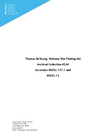 Archival Collection #244 - Thomas DeYoung, Vietnam War