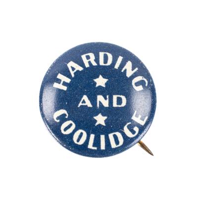 Pin back button, Harding and Coolidge