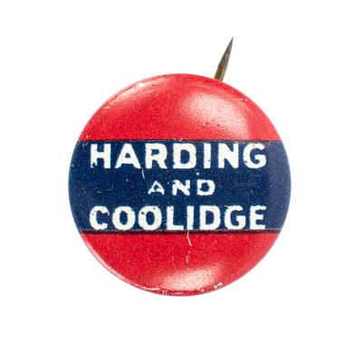 Pin Back Button, "Harding and Coolidge"