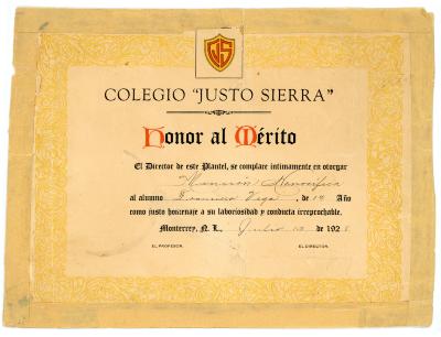 Certificate, Colegio "Justo Sierra" 