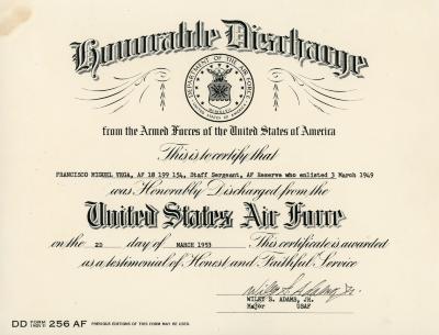 Certificate, Honorable Discharge