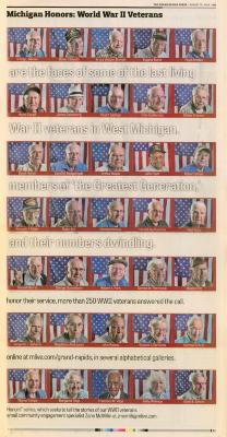 Newspaper Clipping, Michigan Honors: World War II Veterans