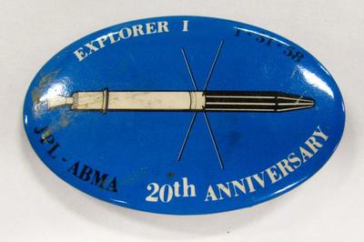 Promotional Button, Explorer I 20th Anniversary