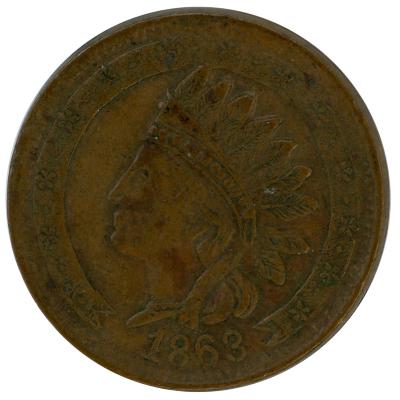 U.S. Civil War Token, One Side: Indian Head Relief, Reverse Side:  'not One Cent'