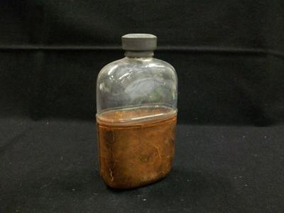 Glass Whiskey Flask In Half Leather Cover