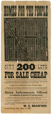 Handbill With Plat Map, 200 City Lots For Sale Cheap, 1884