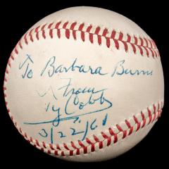 Autographed Baseball, Ty Cobb