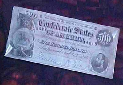 Confederate $500.00 Bill, 1864
