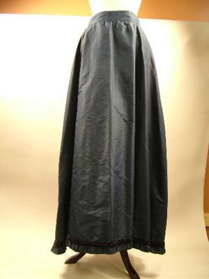 Skirt, Dark Blue Satin, Ca. 1890