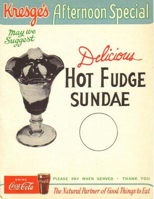 Advertisement, Kresge's Afternoon Special Sundae