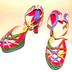 Shoes, Woman's Multi-colored Strappy Sandals