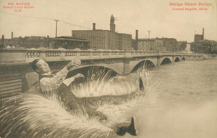 Postcard, Mr. Rover at the Bridge Street Bridge