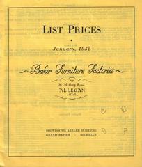 Price List, Baker Furniture Factories List Prices