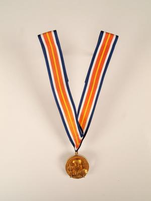 Gold Medal On Ribbon And  Citation, National Space Award, Vfw,  Roger B. Chaffee Archive Collection #6