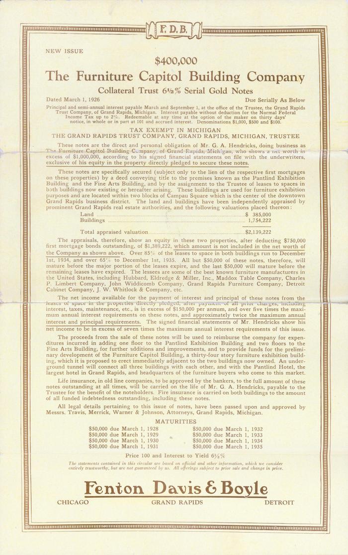 Pamphlet, The Furniture Capitol Building Company