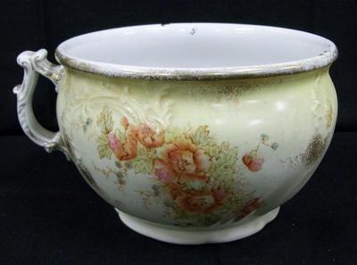 Wash Stand Set: Pitcher, Washbowl, Small Pitcher, Lidded Chamber  Pot, Lidded Dish, Handled Cup, And Vase