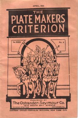 Booklet.  The Plate Makers Criterion. April 1932