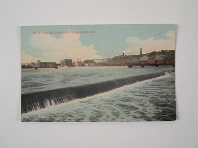Postcard, The Dam, Grand River, Grand Rapids, Michigan