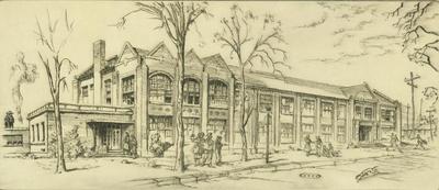 Print, 'arts And Crafts Building (central Michigan Engineering  College) - State I' (1 Of 3)