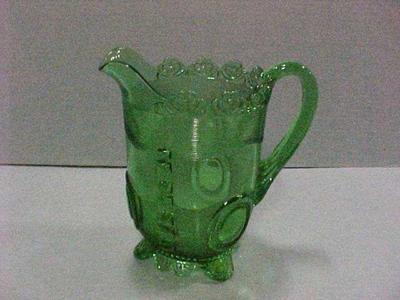 Water Pitcher, Emerald Green, Dewey Pattern