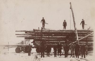 Photograph, Telephone Poles On Flat Car