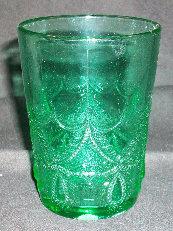 Tumbler, Emerald Green, Teardrop And Tassel Pattern, Type Ii