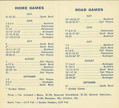 Official Baseball Schedule, South Field, Grand Rapids Chicks, All-American Girls Baseball League Archival Collection #66