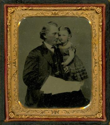 Cased Photograph, Unidentified Man And Child