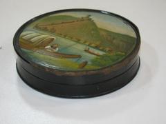 Snuff Box, Round, Rhine River Painted Scene