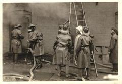 Photograph, Group Of Firemen Fighting A Fire