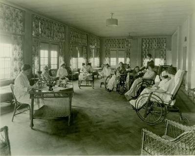 Photograph, People In Wheelchairs Drinking Tea