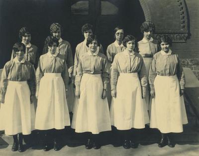 Photograph, Nurses Standing Outside Butterworth Hospital