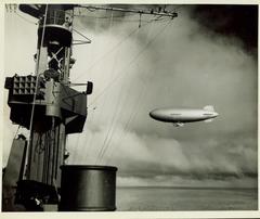 Photograph,  A view of a U.S. Navy Blimp as seen from the U.S.S. Rudyerd Bay