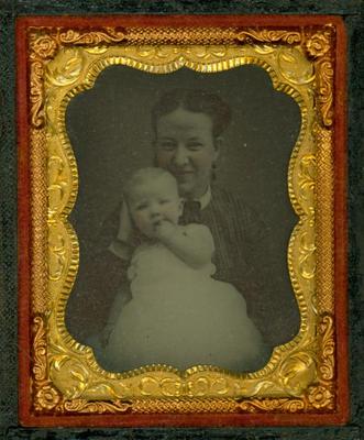 Cased Photograph, Unidentified Woman And Child