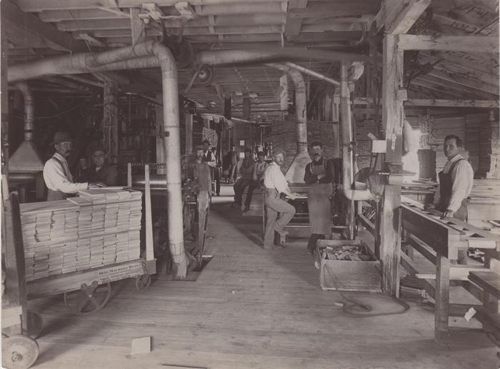 Photograph, Hastings Woodworking Company, Interior of Factory Room and Workers