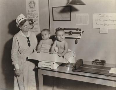 Photograph, Two Babies On A Scale