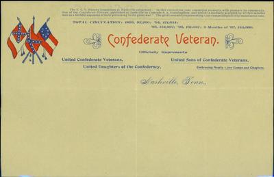 Mailer page for Confederate Veteran Magazine