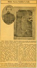 Newspaper clipping, "Bible Saves Soldier's Life" 