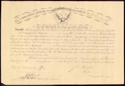 Certificate of Promotion to Corporal, Abram Adsit