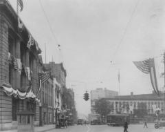 Photograph looking west on Fulton Street toward Division Grand Rapids Michigan